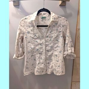 Blue Flower Cowgirl Style Blouse